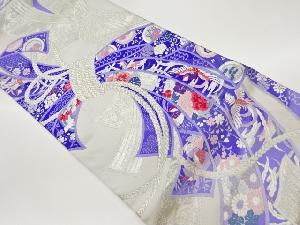 リサイクル　束ね熨斗に鳳凰・花々模様織出し袋帯